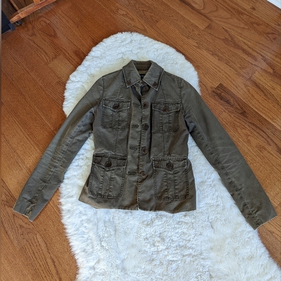 club MONACO cargo safari jacket 100% Cotton green 0 xs - Picture 6 of 13
